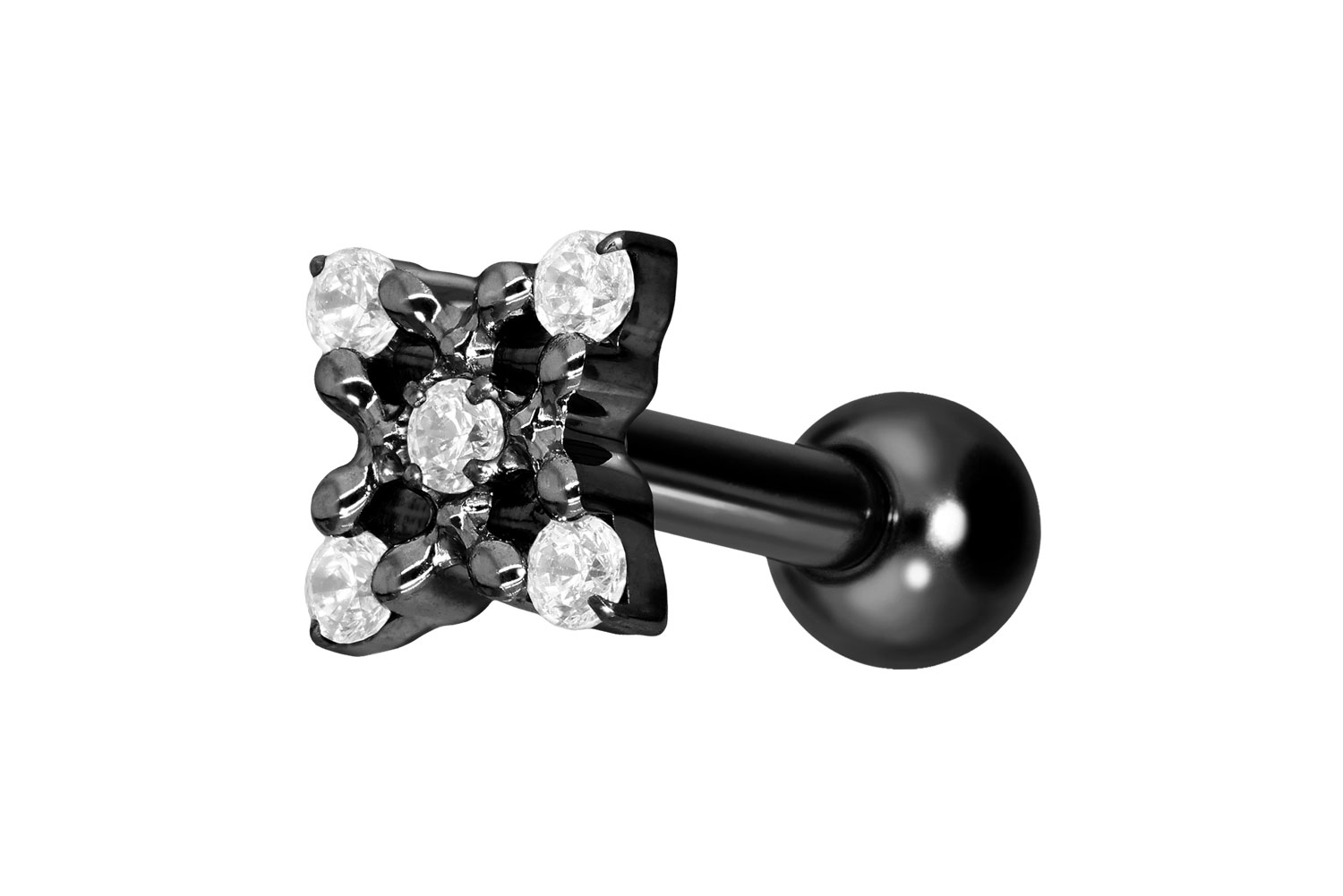 Titan Ohrpiercing mit Innengewinde KRISTALLBLUME